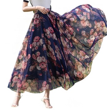 Elegancka Długa Spódnica W Kwiatowy Wzór Idealna Na Wakacje Dużo Kolorów
