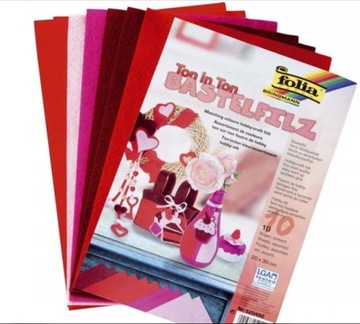 Filc dekoracyjny czerwony róż 10x Mix FOLIA PAPER