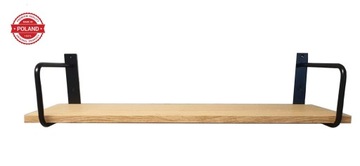 Półka wisząca loft BELT-50 czarny płyta dąb 50 CM