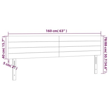 Изголовье кровати со светодиодом, розовый, 160x5x78/88 см, бархат
