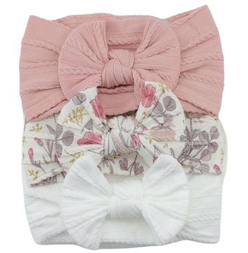 Opaska na głowę ZESTAW 3 SZEROKICH OPASEK DLA NIEMOWLĄT i DZIEWCZYNKI