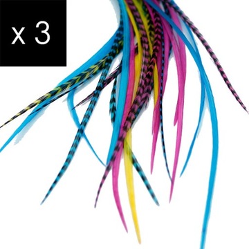 3 Piórka do Włosów - zestaw Candy