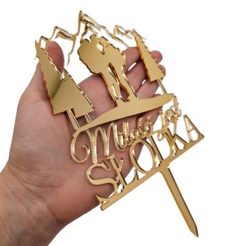 Topper toper na tort ślubny weselny Miłość jest słodka GÓRY para w górach