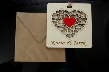 СВАДЕБНАЯ ЭКО открытка Свадебные пожелания на дереве ПОДАРОК