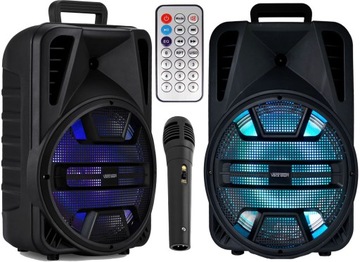MOCNA KOLUMNA GŁOŚNIKOWA ESTRADOWA BLUETOOTH USB LED AKUMULATOR MIKROFON