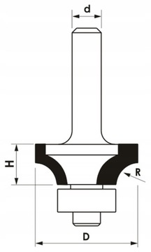 Круглый резак. с нижней кровати Д=14,3xВ=5,4/d=8 R=2,4