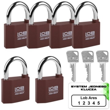 6x kłódka KZ50 Lob Ares system jednego klucza