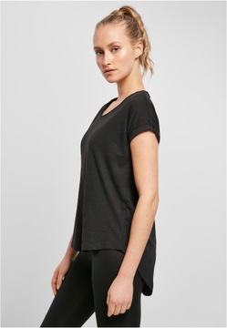 женская черная свободная длинная футболка с удлиненной спиной