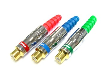 Gniazdo 3x RCA CHINCH component RGB na kabel HQ