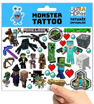 МОЮЩИЕСЯ ВРЕМЕННЫЕ ТАТУ ДЛЯ ДЕТЕЙ ДЕТСКИЕ ОРИГИНАЛЬНЫЕ УЗОРЫ MINECRAFT