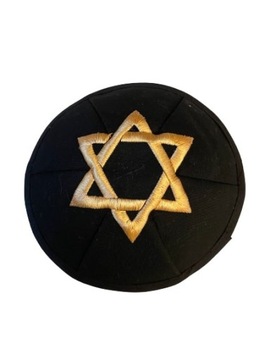 Jarmułka czarna ze złotym haftem Kipa Handmade Judaica