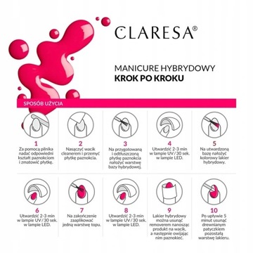 CLARESA RÓŻOWY LAKIER HYBRYDOWY PINK 501 5ml