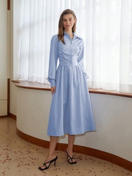 Shein Jednolita sukienka koszulowa z guzikami z przodu L