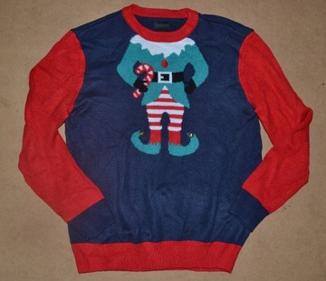 90^ H&M świąteczny sweter ELF dzwoneczki S