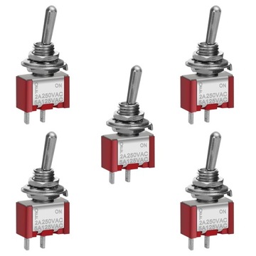 Mini Toggle Switch Mts-101 Spdt On-on 2 Pin 2a 250v Ul na liście 5 szt.