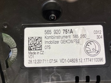 PŘÍSTROJOVÁ DESKA BUDÍK EU SKODA KODIAK DIESEL 565920751A