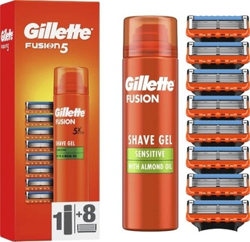 GILLETTE Fusion5 8szt + żel