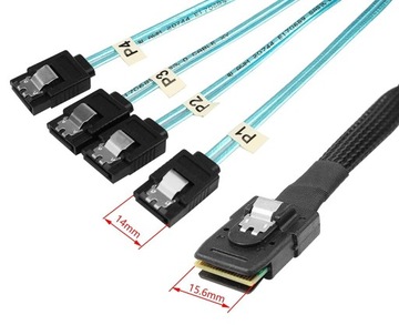 КАБЕЛЬ MINI SAS SFF-8087 4x SATA 7pin ДЛЯ ДИСКОВ 0,5 МБ