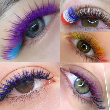 Ресницы цветные 8-13мм завиток D, 12 полосок PINK MIX