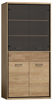 Witryna kredens MEDIOLAN M3 WSTAWKA DĄB z LED blat