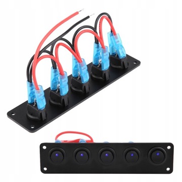 Алюминиевый панельный выключатель 5x SPST 12В 20А синий