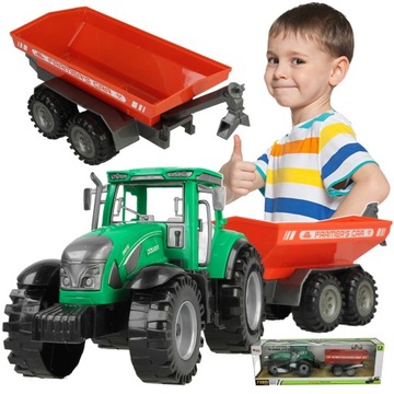 ZESTAW TRAKTOR CIĄGNIK NAPĘD FRAKCYJNY MASZYNA ROLNICZA + PRZYCZEPA FARMA