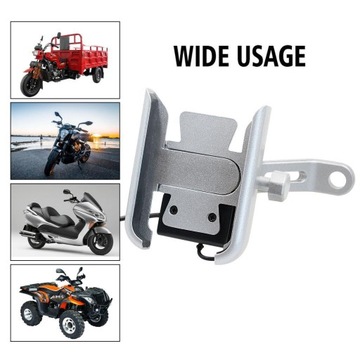 Solidny uchwyt CNC z USB do telefonu/GPS na lusterko motocykla.