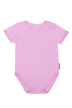 BODY KRÓTKI RĘKAW GŁADKIE RÓŻOWE 100% BAWEŁNY 82CM