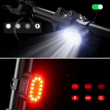 LAMPKA ROWEROWA USB ŚWIATŁO PRZÓD TYŁ LED NA ROWER KIEROWNICĘ MOCNA JASNA