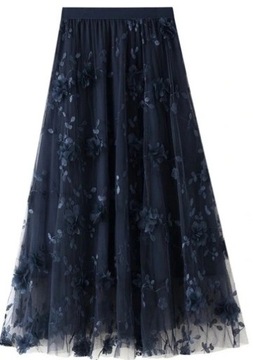 ДЛИННАЯ ЖЕНСКАЯ ЮБКА МИДИ ПЛИССИРОВАННАЯ, Тюлевая вышивка