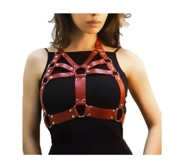SKÓRZANA UPRZĄŻ HARNESS CHOKER BIUSTONOSZ EKOSKÓRA