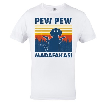 MĘSKA KOSZULKA GRANATOWY PIES PEW PEW MADAFAKAS