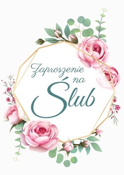 ZAPROSZENIE ŚLUBNE NA WESELE Geometryczne Szałwia