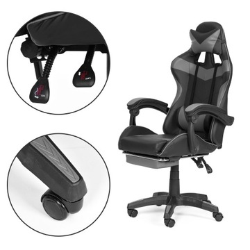 Офисное игровое кресло-ведро с регулировкой и подушками для ног - СЕРЫЙ