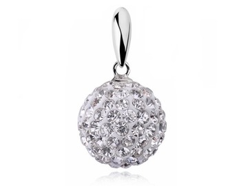 SREBRNY WISIOREK ZAWIESZKA BIAŁA KULKA KULECZKA SHAMBALLA SWAROVSKI 12MM