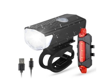 СВЕТОДИОДНАЯ ВЕЛОСИПЕДНАЯ ФАРА ПЕРЕДНЯЯ + ЗАДНЯЯ — ВОДОНЕПРОНИЦАЕМАЯ — КОМПЛЕКТ — CE