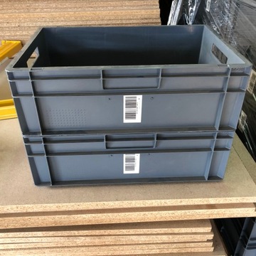 SKRZYNKA TRANSPORTOWA MAGAZYNOWA SZARA MOCNA 60/40/18