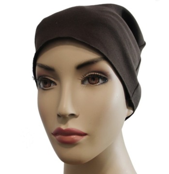 ШАПКА-БИНИ, универсальная, хлопок, КОРИЧНЕВАЯ