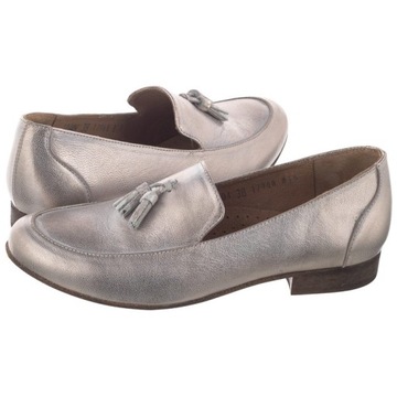 Buty Damskie Mokasyny Skórzane Nessi Złote 20704