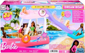 BARBIE JACHT ZESTAW WYMARZONA ŁÓDKA + ZJEŻDŻALNIA Z BASENEM + DODATKI 91CM