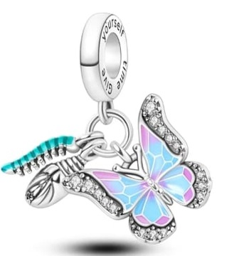 MD charms błękitny motyl larwa gąsienica | S925
