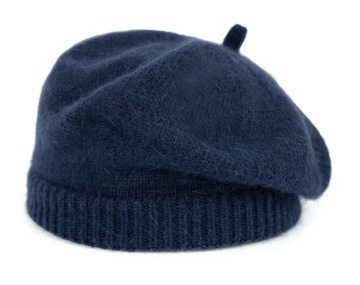 Beret Damski Klasyczny Francuski Angorowy Zimowy Jesienny Wiosenny Antenka