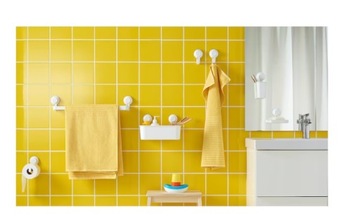 ТИСКЕН корзина на присосках белая для ванной IKEA