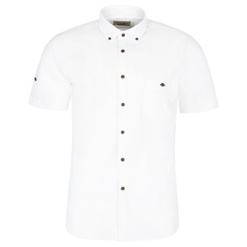 LNIANA BAWEŁNIANA KOSZULA MĘSKA BIAŁA KRÓTKI RĘKAW ROZ.L 41/42