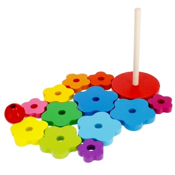 Деревянная пирамида, красочная обучающая головоломка