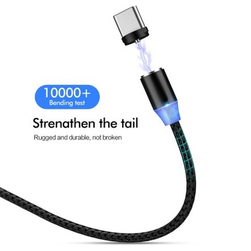 Магнитный USB-кабель, 1 м, светодиод, быстрая зарядка, USB-тип C, магнитное зарядное устройство Micro USB