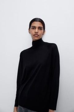 Wełniany sweter z golfem ZARA oversize L 52 % wełna