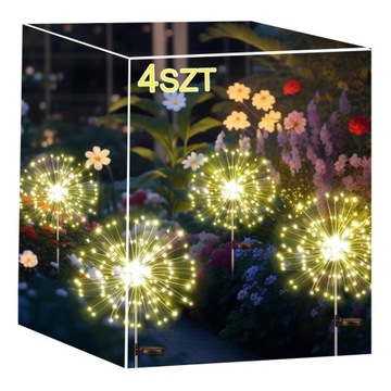 4x Lampa solarna zewnętrzna ogrodowa dmuchawiec Fajerwerki 150LED
