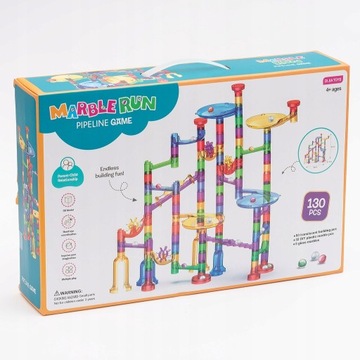 Marble Run Giant Ball Track Race 130 элементов Стеклянные шарики диаметром 1,5 см