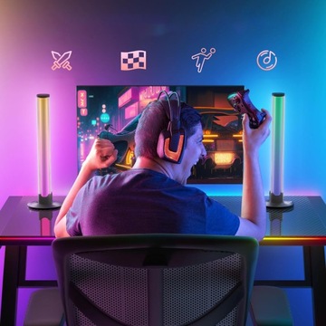 2ШТ. СВЕТОДИОДНЫЕ ПАНЕЛИ ИГРОВЫЕ ТОРШЕРЫ RGB ПОДСВЕТКА С ДИСТАНЦИОННЫМ УПРАВЛЕНИЕМ